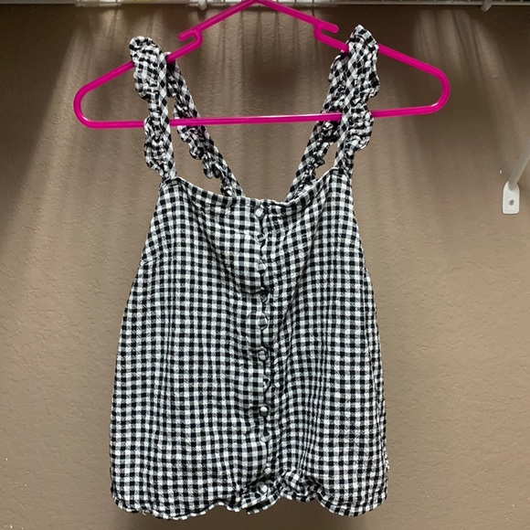 Madewell Tops - Madewell Black and White Gingham Button-Front Tank